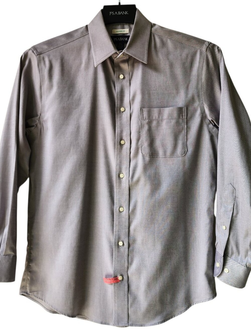 15.5 32/33 Dress Shirt Light Gray Jos A Bank Mens Size Cotton Blend Tailored Fit